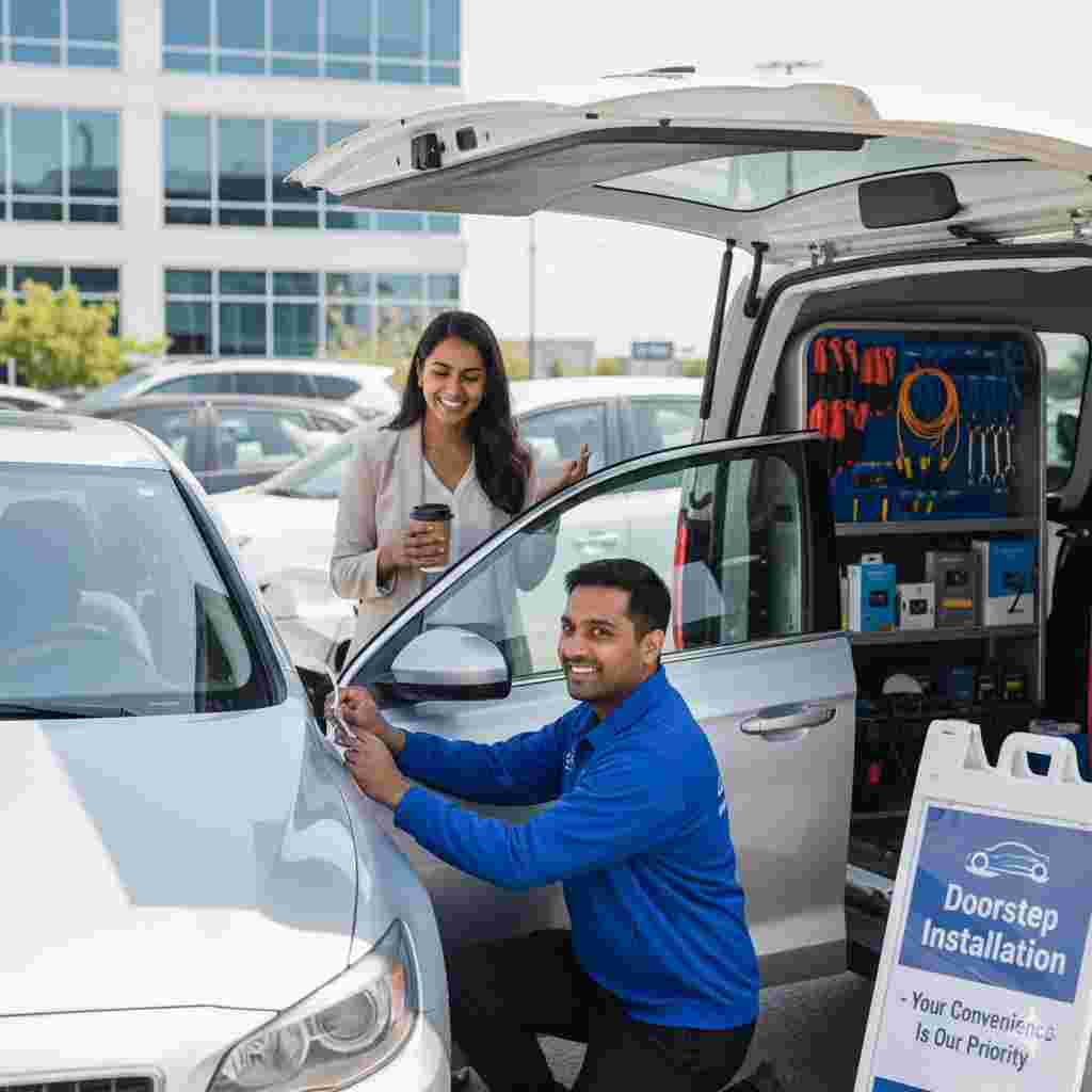 Professional technician working on a car
